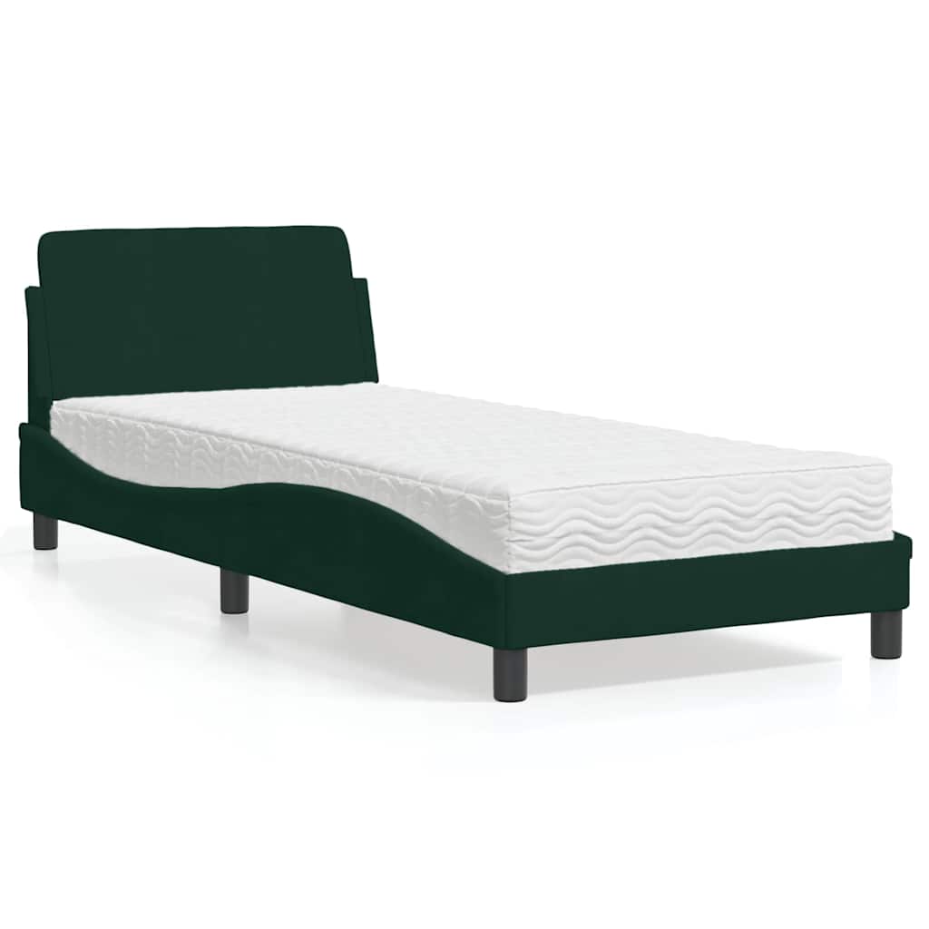 Bett mit Matratze "Dover" Dunkelgrün 90x200 cm Samt
