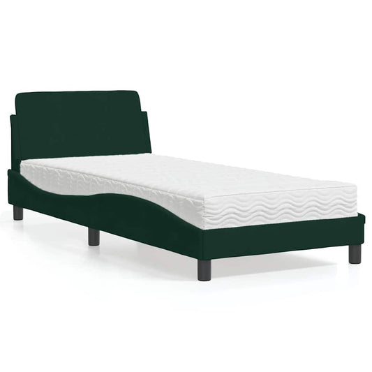 Bett mit Matratze "Dover" Dunkelgrün 90x200 cm Samt