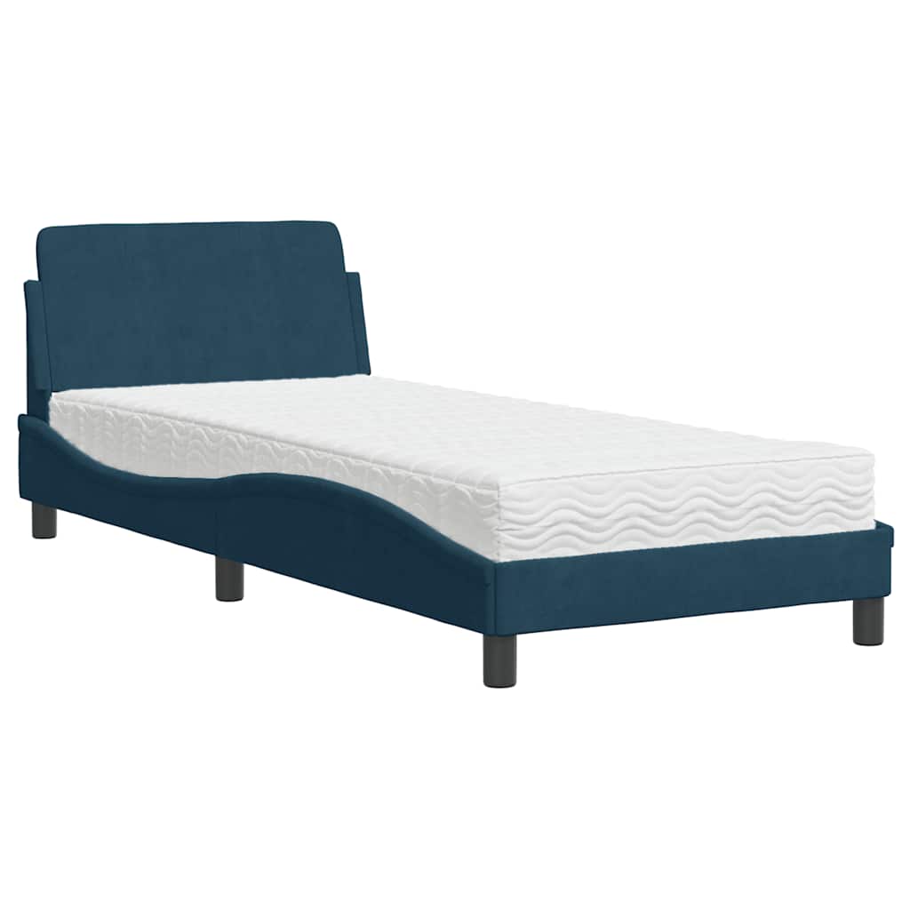 Bett mit Matratze "Dover" Blau 90x200 cm Samt