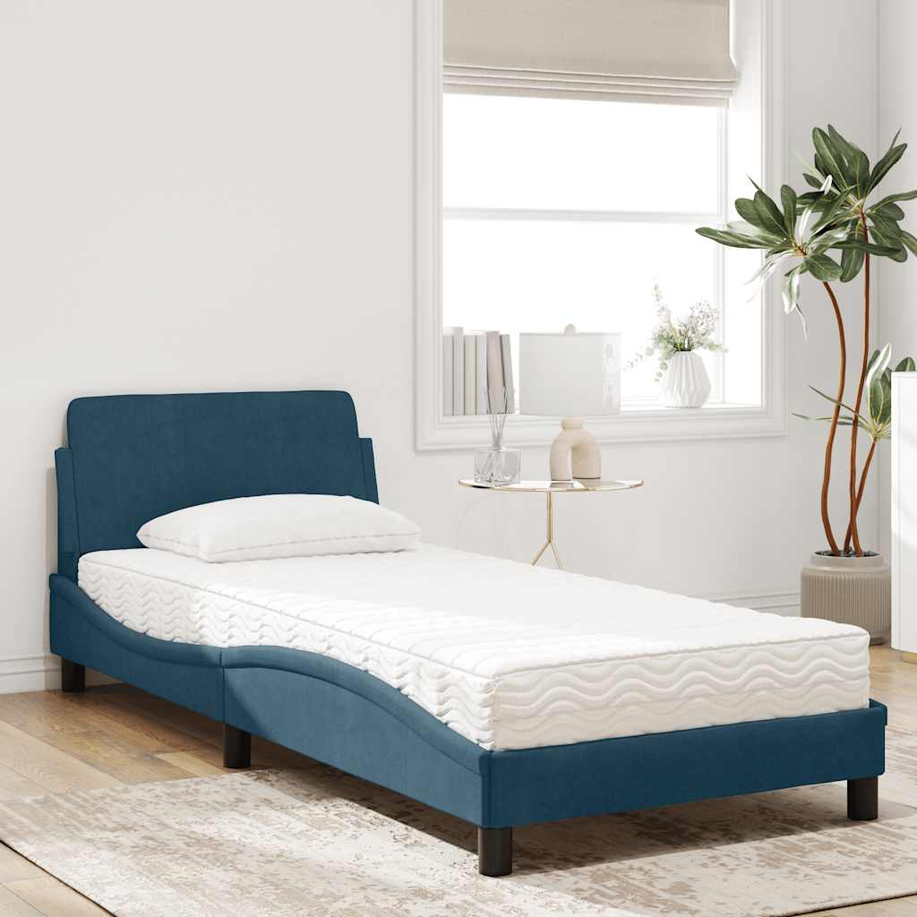 Bett mit Matratze "Dover" Blau 90x200 cm Samt