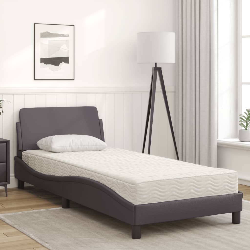 Bett mit Matratze "Dover" Grau 90x200 cm Kunstleder