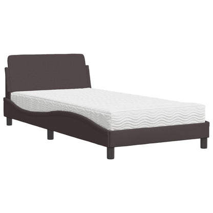 Bett mit Matratze "Dover" Dunkelbraun 100x200 cm Stoff