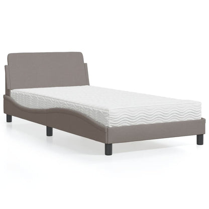 Bett mit Matratze "Dover" Taupe 100x200 cm Stoff