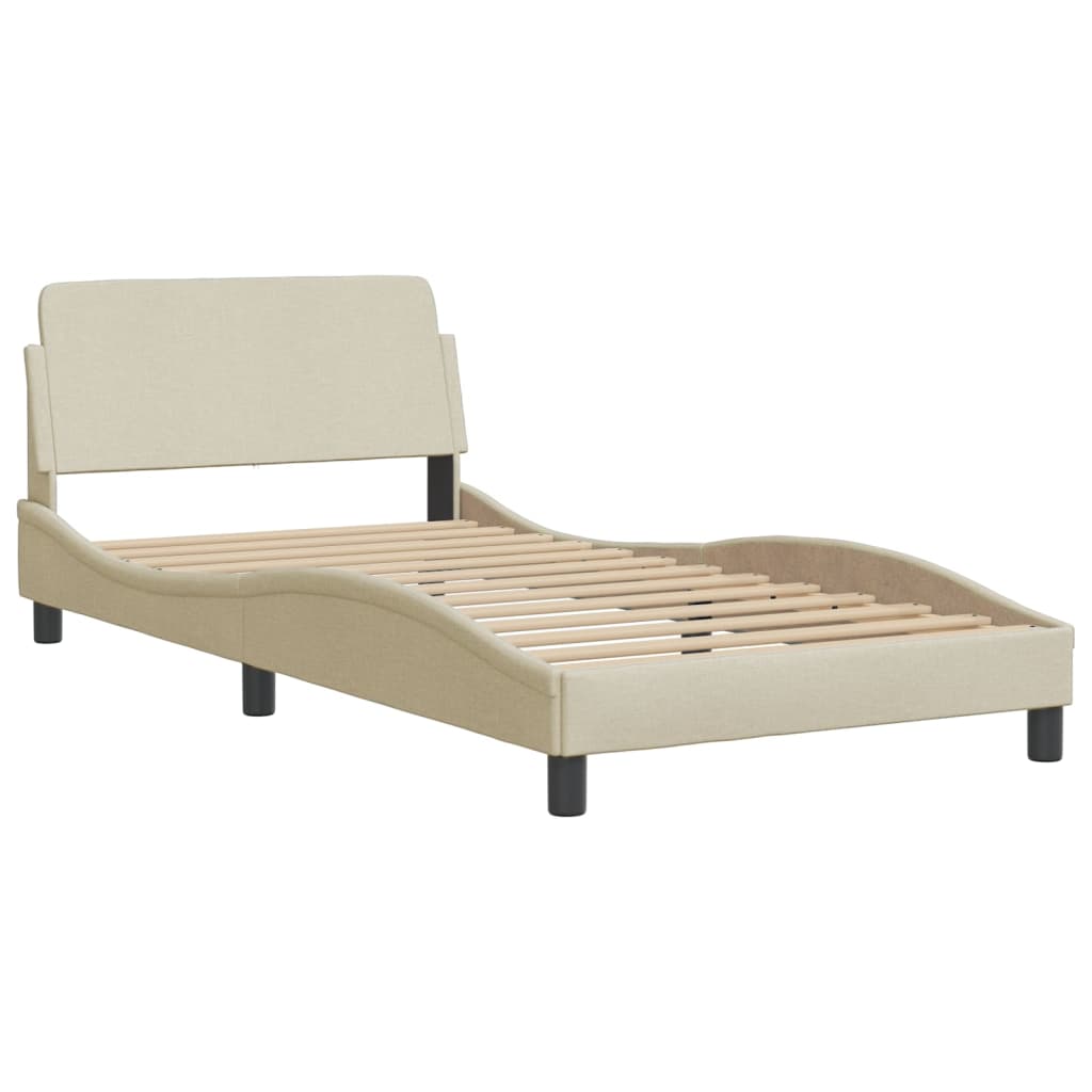 Bed with mattress cream 100x200 cm fabric