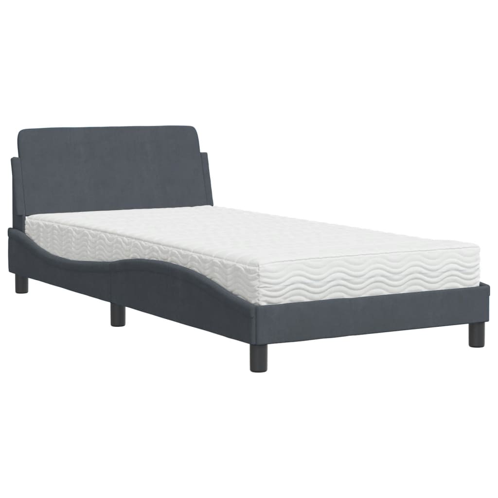 Bett mit Matratze "Dover" Dunkelgrau 100x200 cm Samt