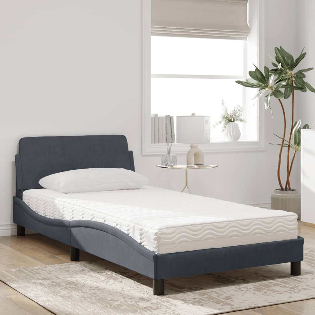 Bett mit Matratze "Dover" Dunkelgrau 100x200 cm Samt