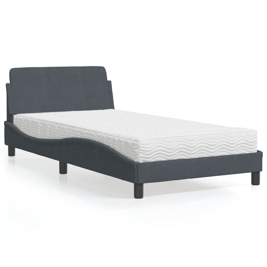 Bett mit Matratze "Dover" Dunkelgrau 100x200 cm Samt