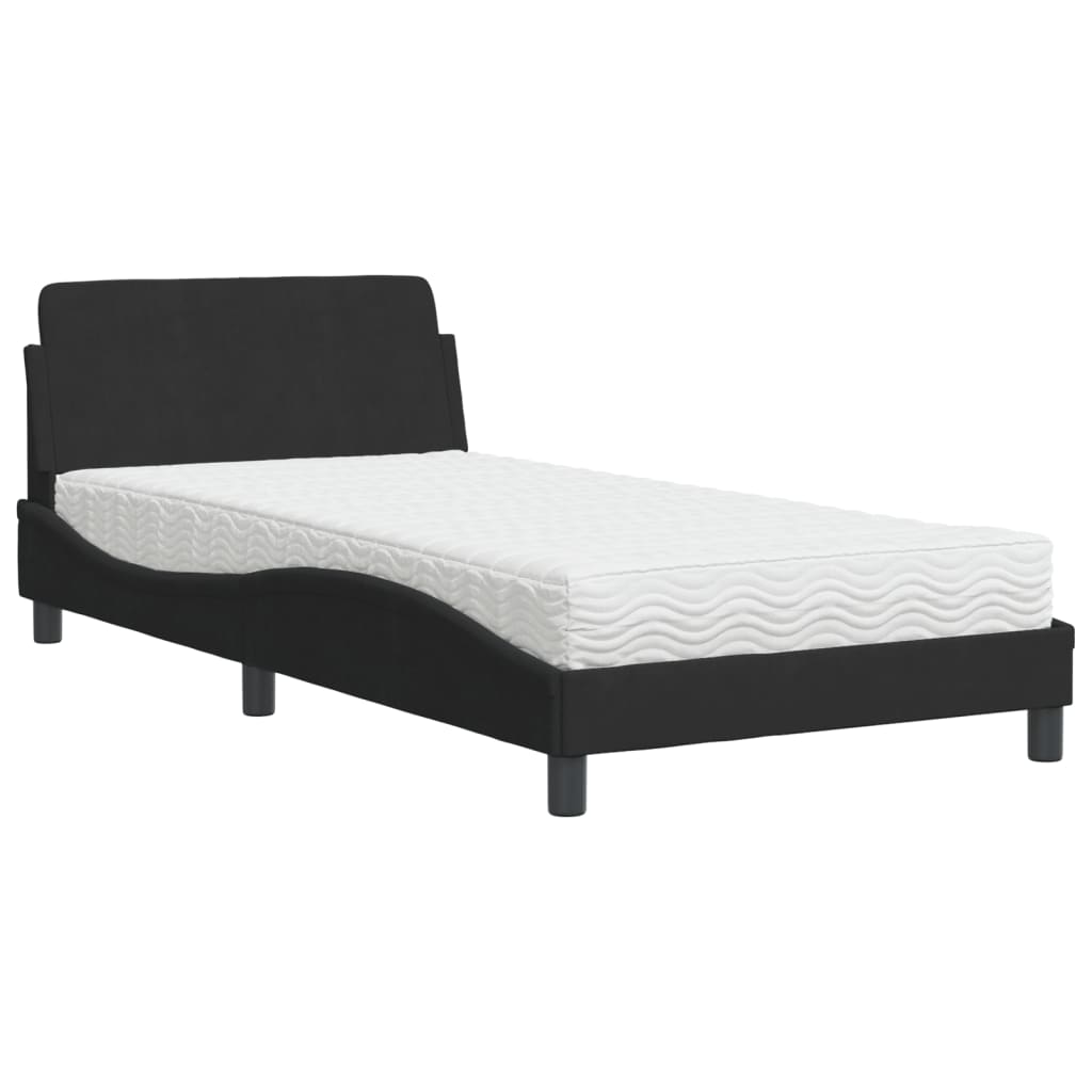 Bed with mattress black 100x200 cm velvet