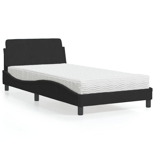 Bed with mattress black 100x200 cm velvet