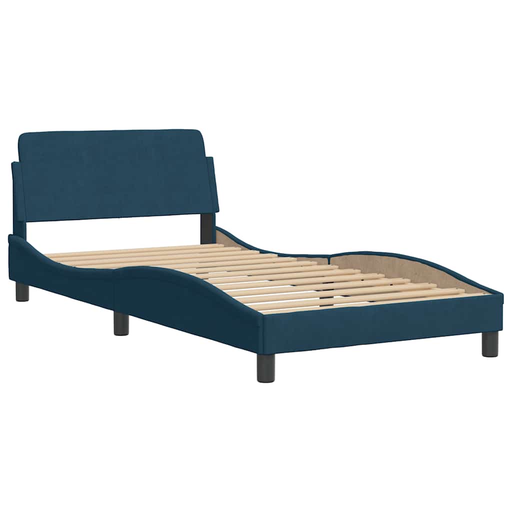 Bett mit Matratze "Dover" Blau 100x200 cm Samt