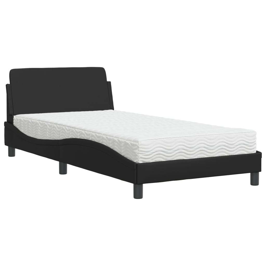 Bed with mattress black 100x200 cm artificial leather