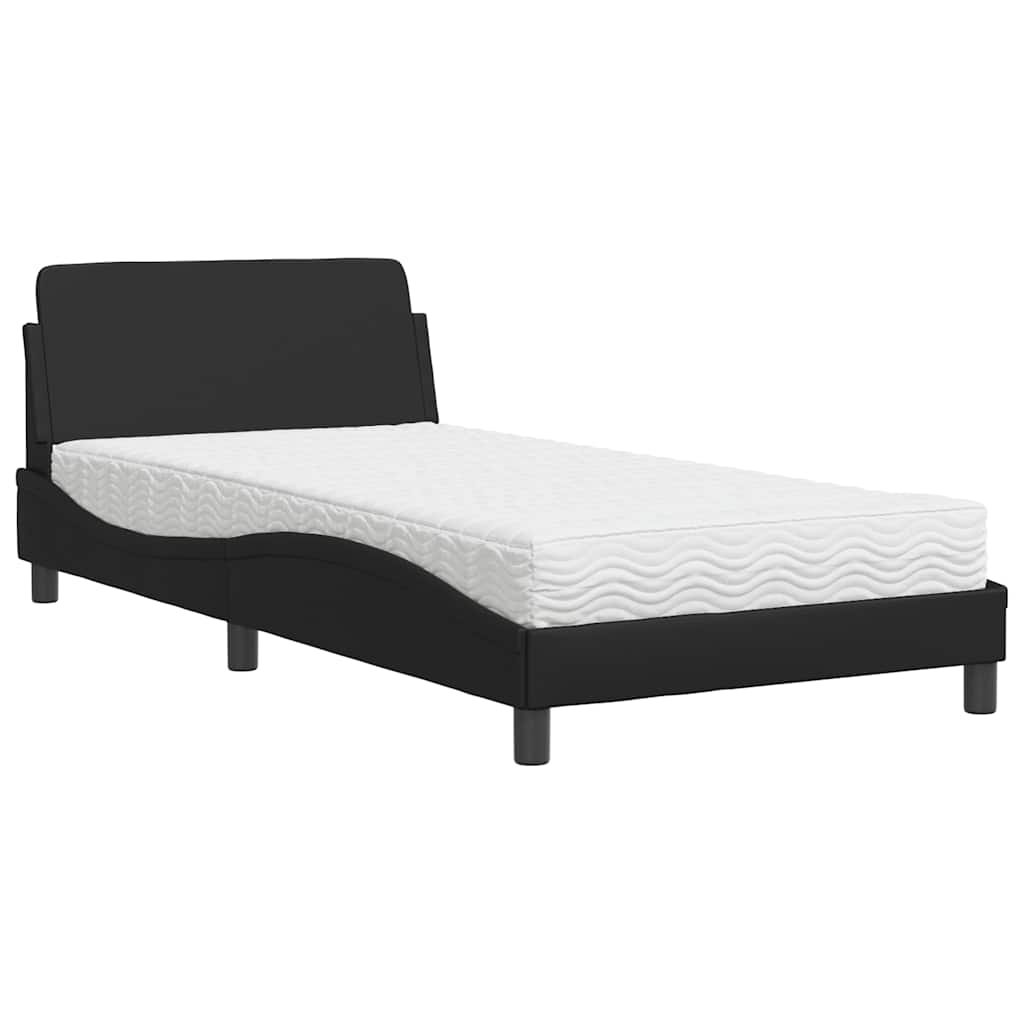 Bett mit Matratze "Dover" Schwarz 100x200 cm Kunstleder