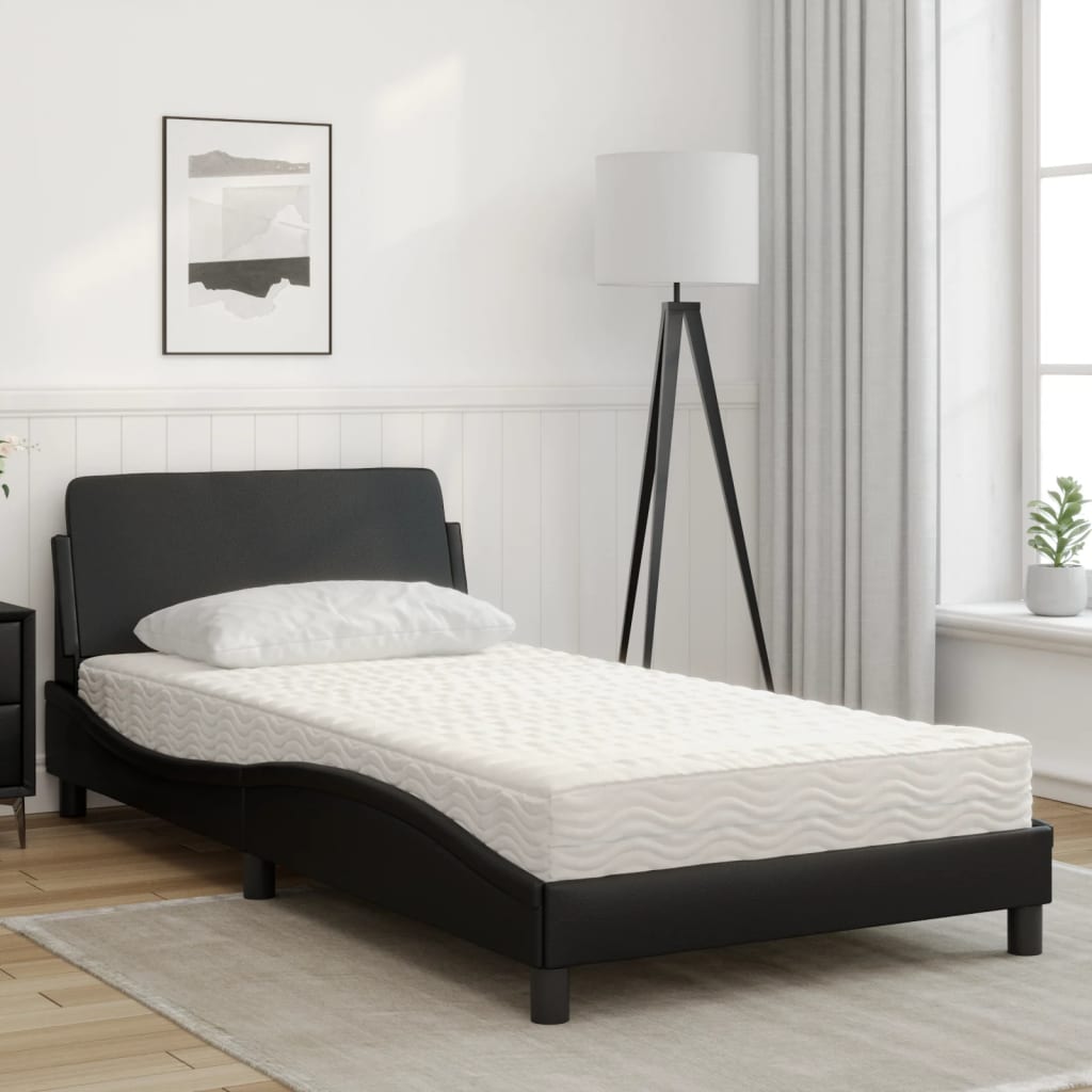 Bed with mattress black 100x200 cm artificial leather