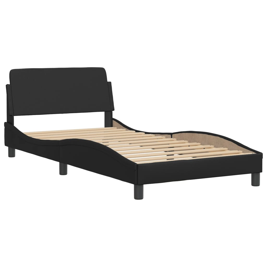 Bed with mattress black 100x200 cm artificial leather