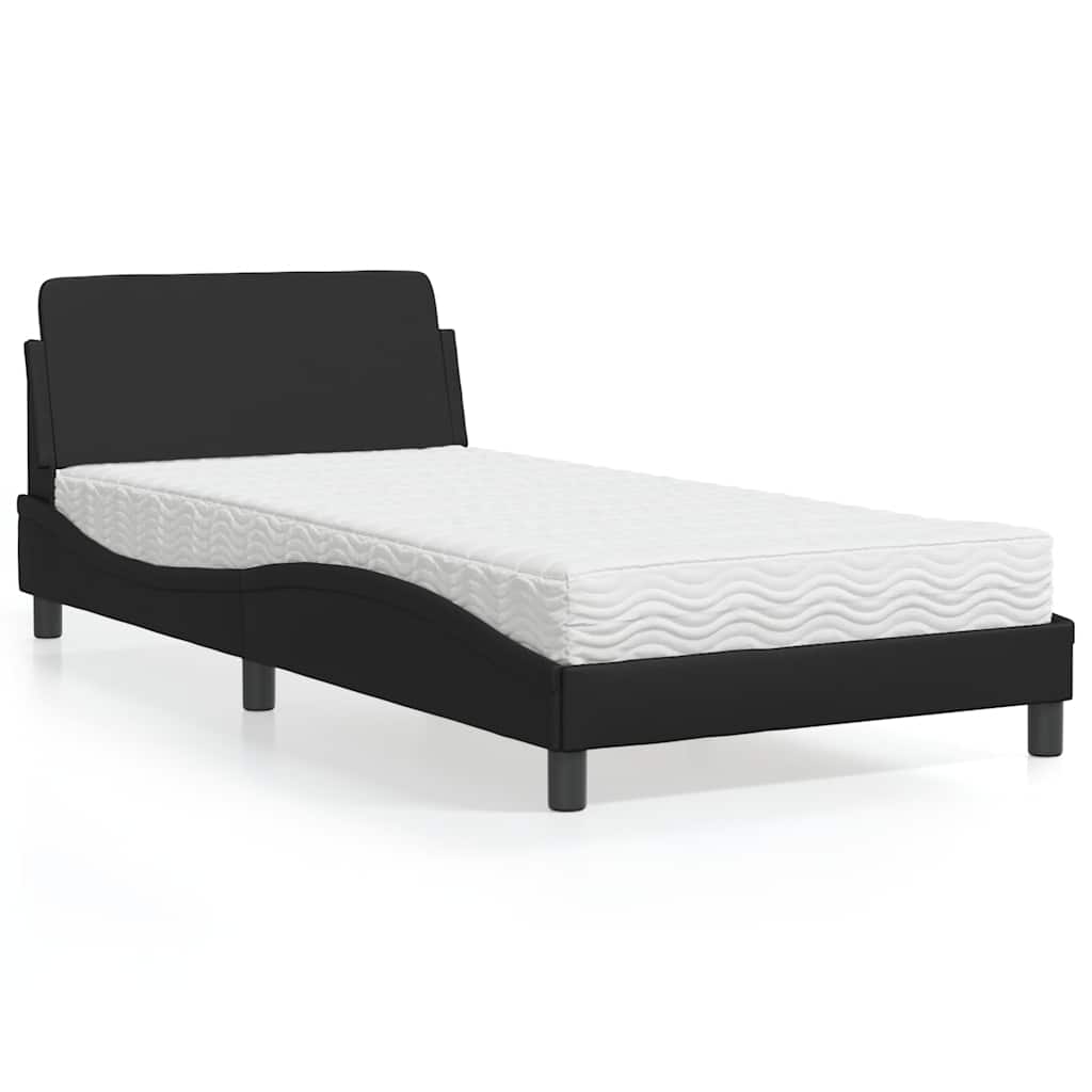 Bett mit Matratze "Dover" Schwarz 100x200 cm Kunstleder