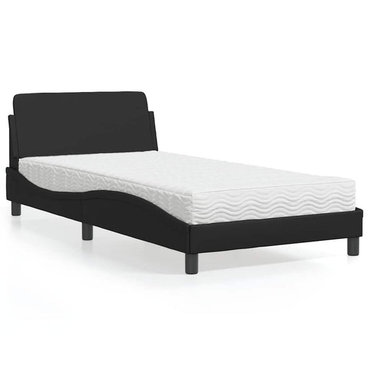 Bett mit Matratze "Dover" Schwarz 100x200 cm Kunstleder