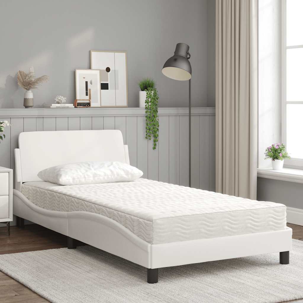 Bett mit Matratze "Dover" Weiß 100x200 cm Kunstleder