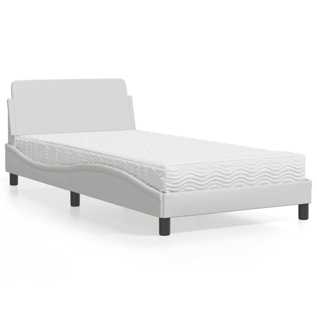 Bett mit Matratze "Dover" Weiß 100x200 cm Kunstleder