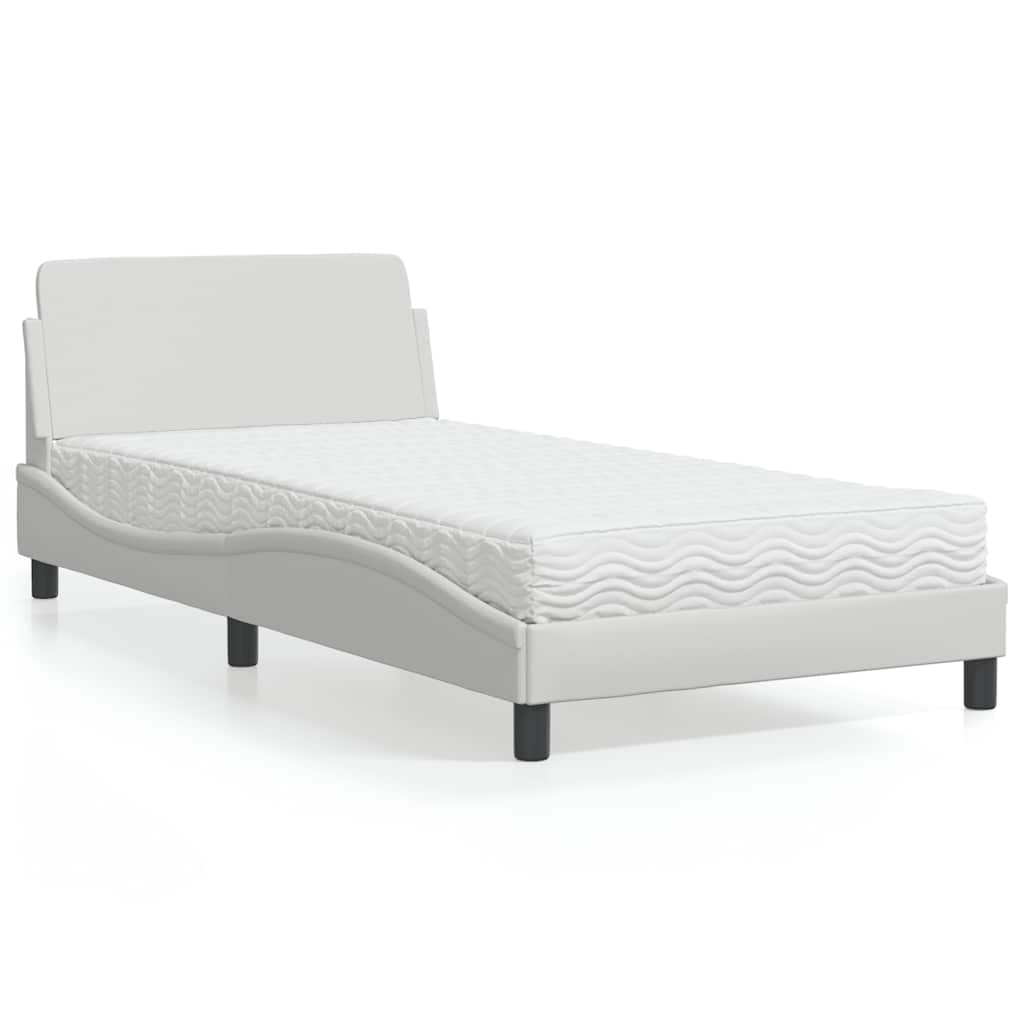Bett mit Matratze "Dover" Weiß 100x200 cm Kunstleder
