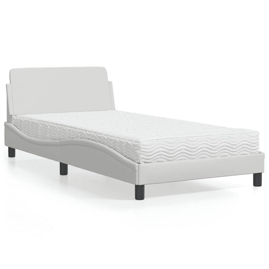 Bett mit Matratze "Dover" Weiß 100x200 cm Kunstleder