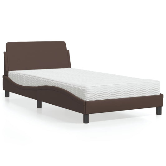 Bett mit Matratze "Dover" Braun 100x200 cm Kunstleder