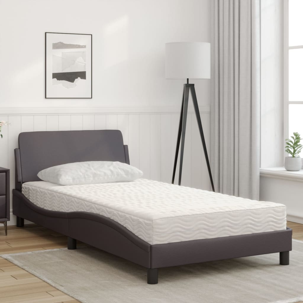 Lit avec matelas "Dover" gris 100x200 cm en similicuir