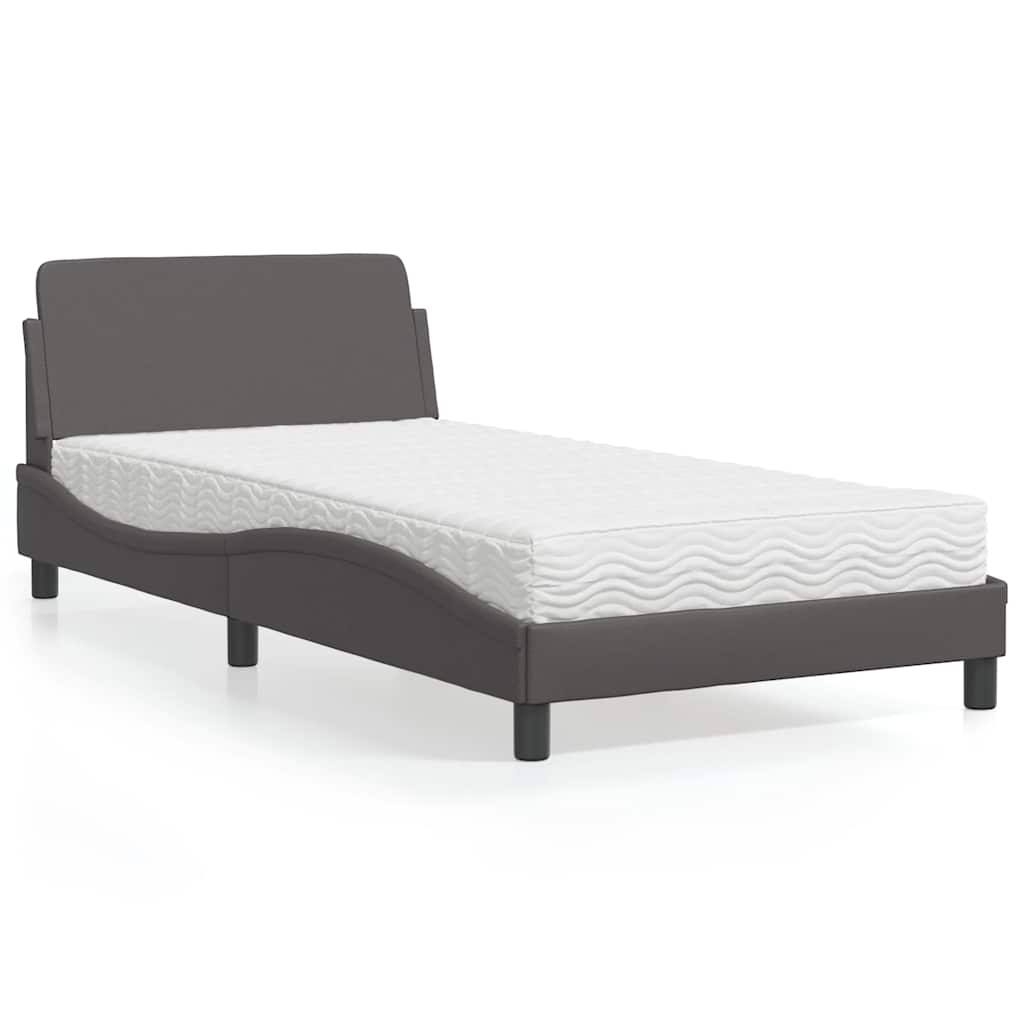 Bett mit Matratze "Dover" Grau 100x200 cm Kunstleder
