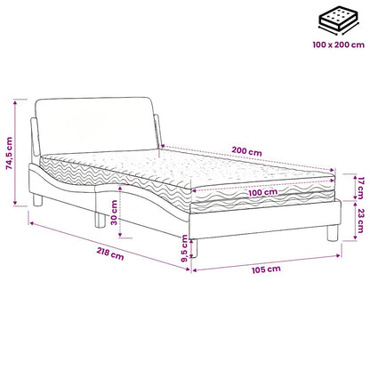 Bett mit Matratze "Dover" Cappuccino-Braun 100x200 cm Kunstleder