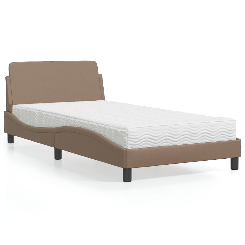 Bed with mattress cappuccino brown 100x200 cm artificial leather