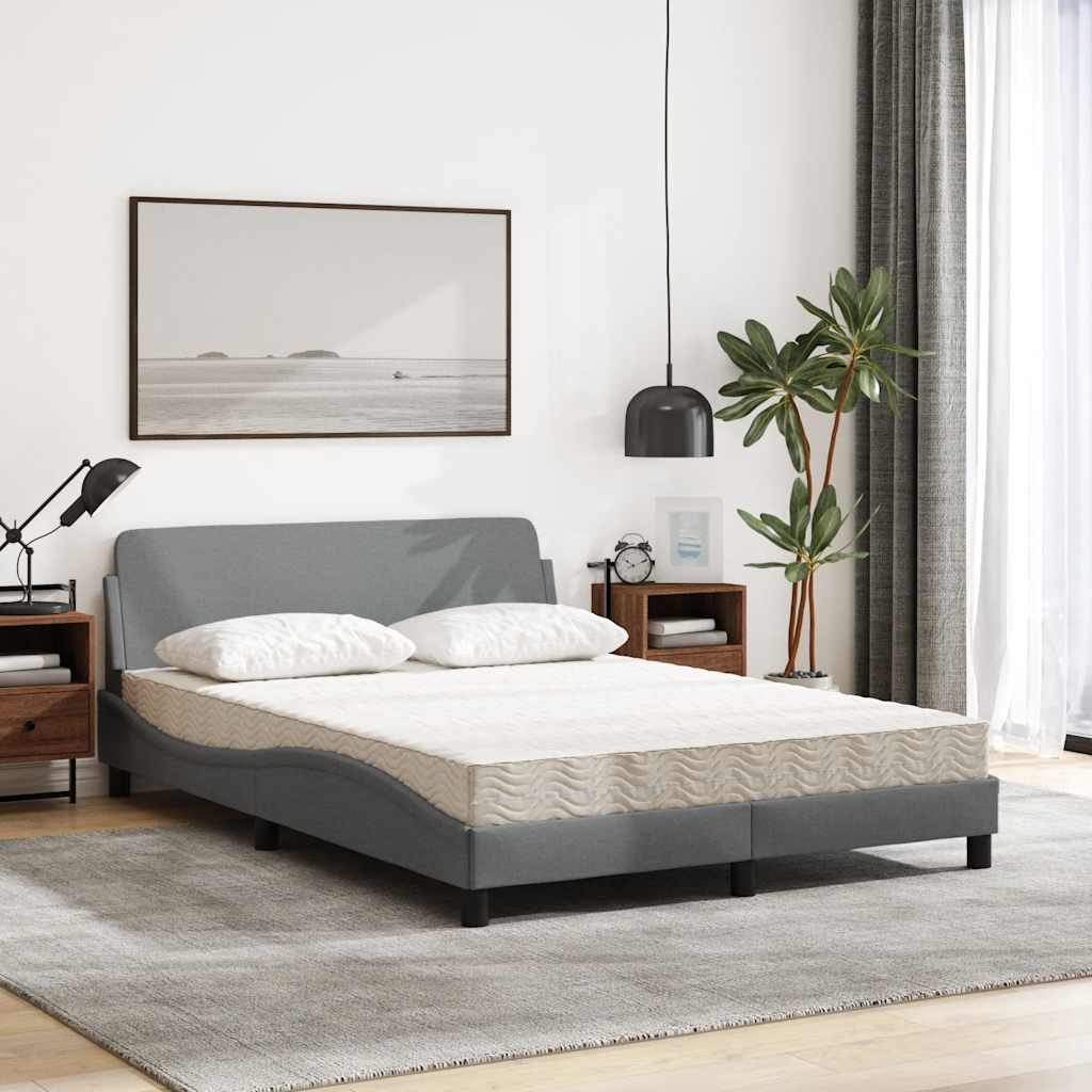 Bett mit Matratze "Dover" Hellgrau 120x200 cm Stoff