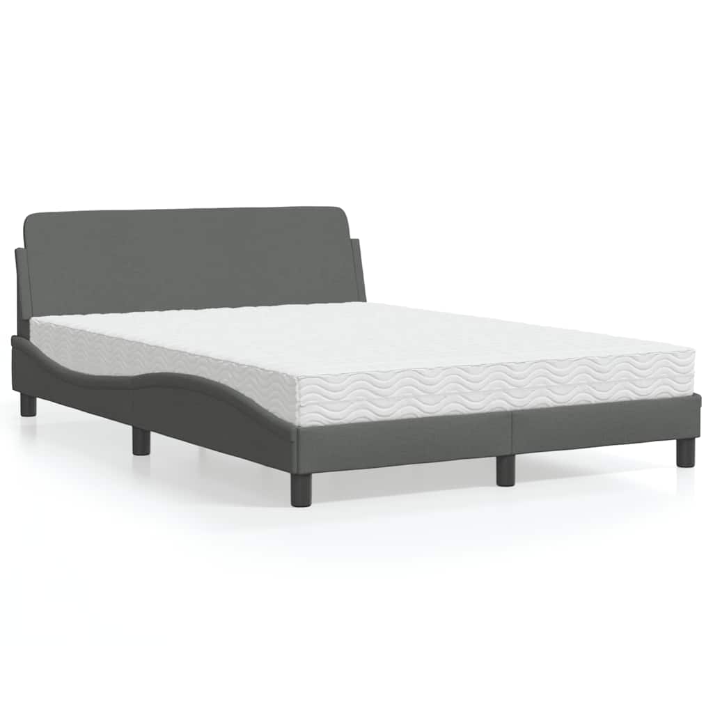 Bett mit Matratze "Dover" Dunkelgrau 120x200 cm Stoff