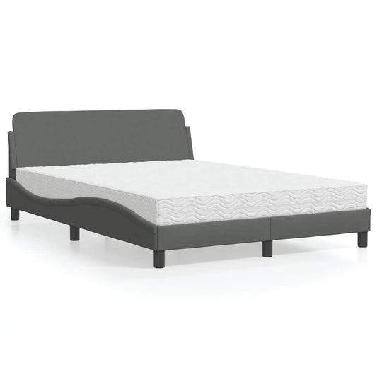Bett mit Matratze "Dover" Dunkelgrau 120x200 cm Stoff