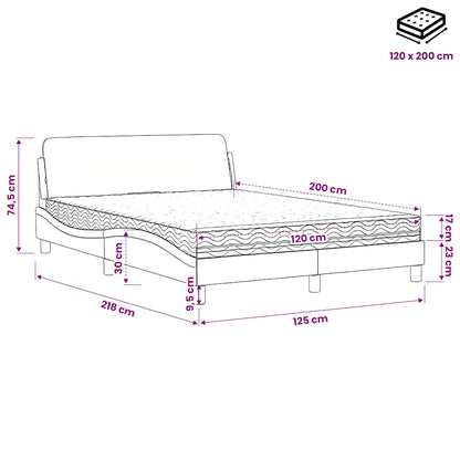Bett mit Matratze "Dover" Taupe 120x200 cm Stoff