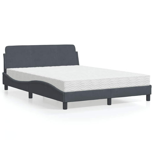 Bett mit Matratze "Dover" Dunkelgrau 120x200 cm Samt