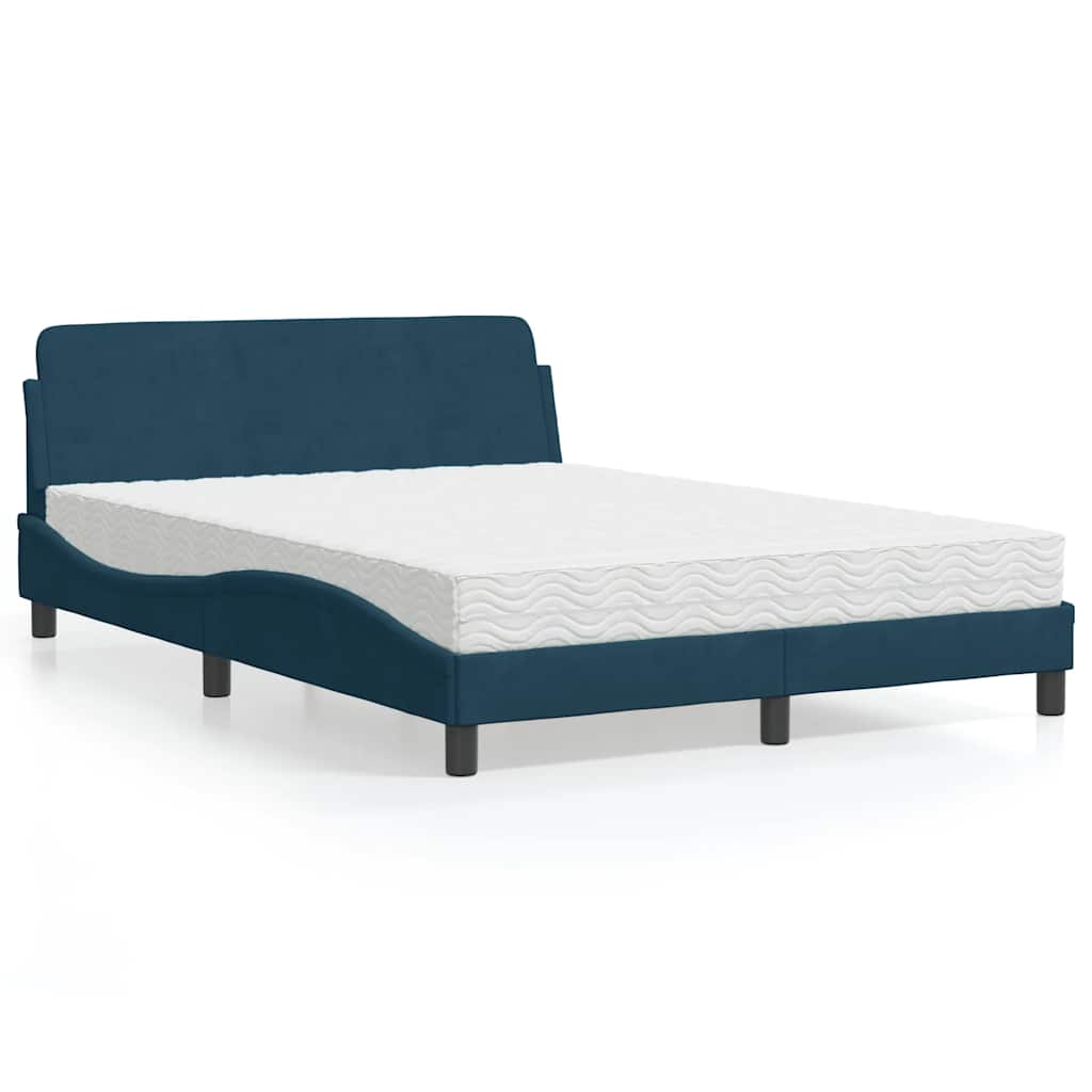 Bett mit Matratze "Dover" Blau 120x200 cm Samt