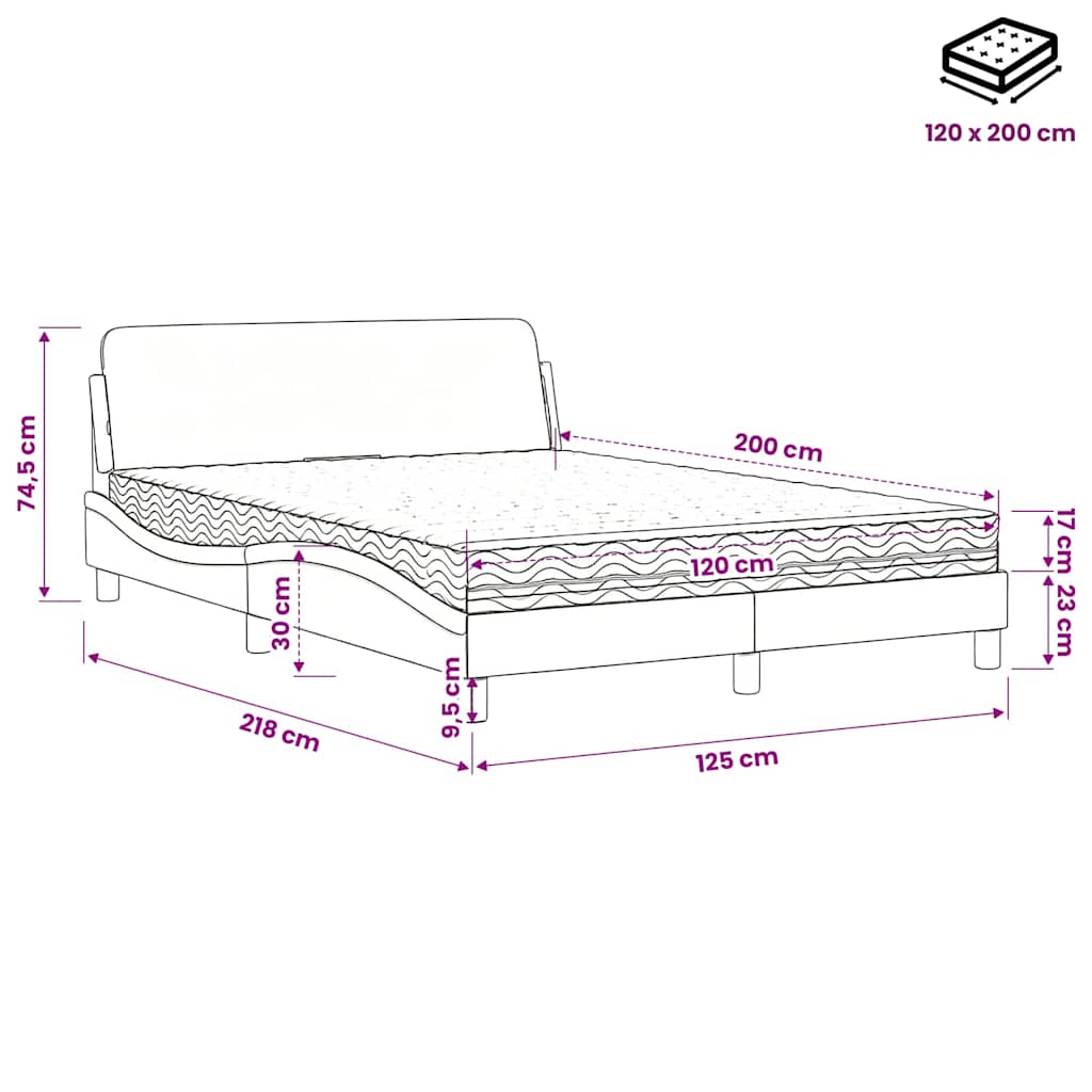 Bett mit Matratze "Dover" Blau 120x200 cm Samt