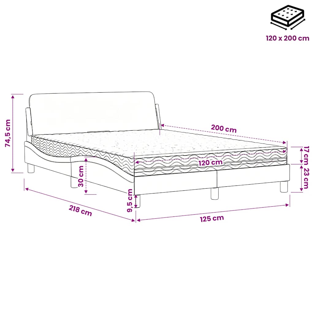 Bett mit Matratze "Dover" Blau 120x200 cm Samt