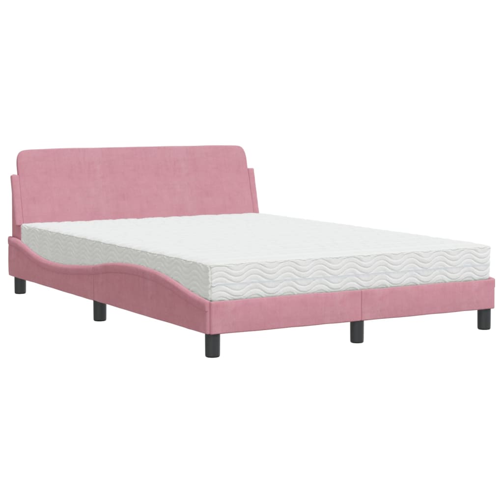 Bett mit Matratze "Dover" Rosa 120x200 cm Samt