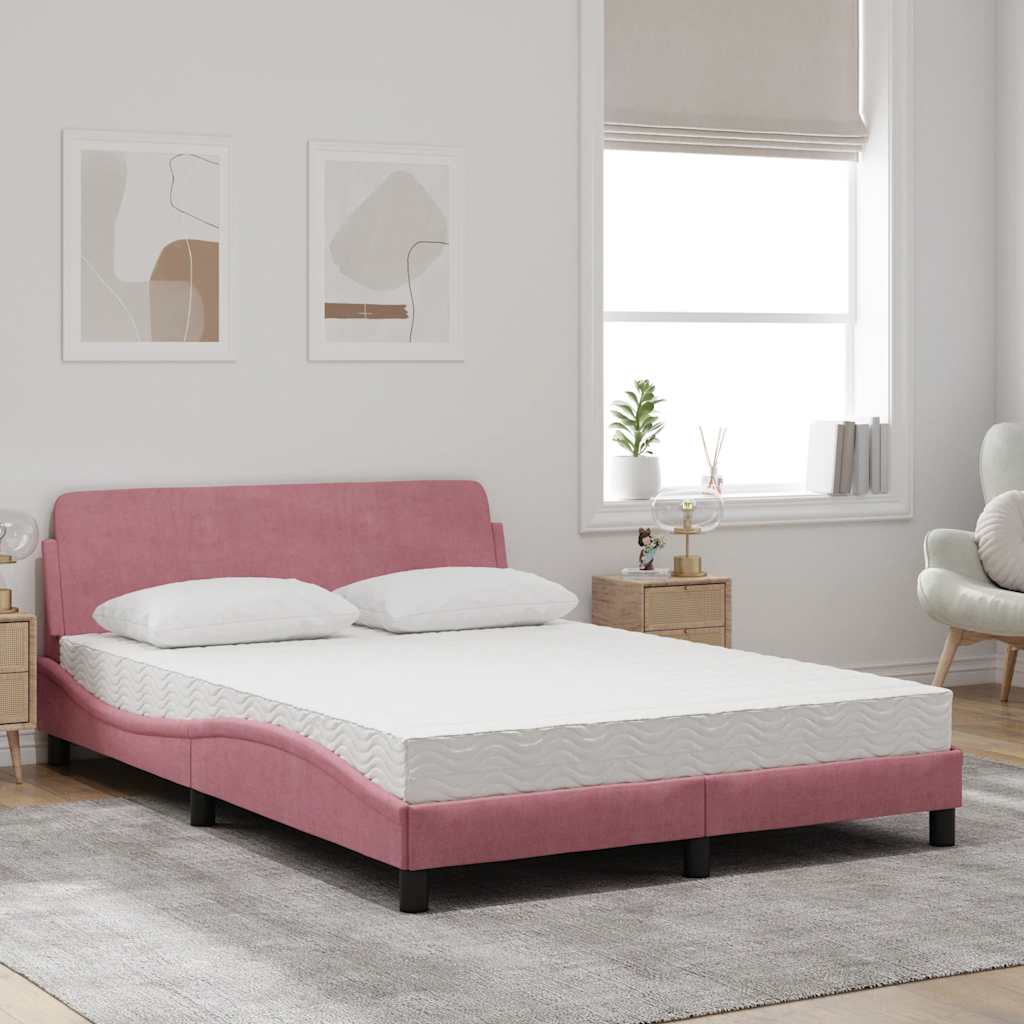 Bett mit Matratze "Dover" Rosa 120x200 cm Samt