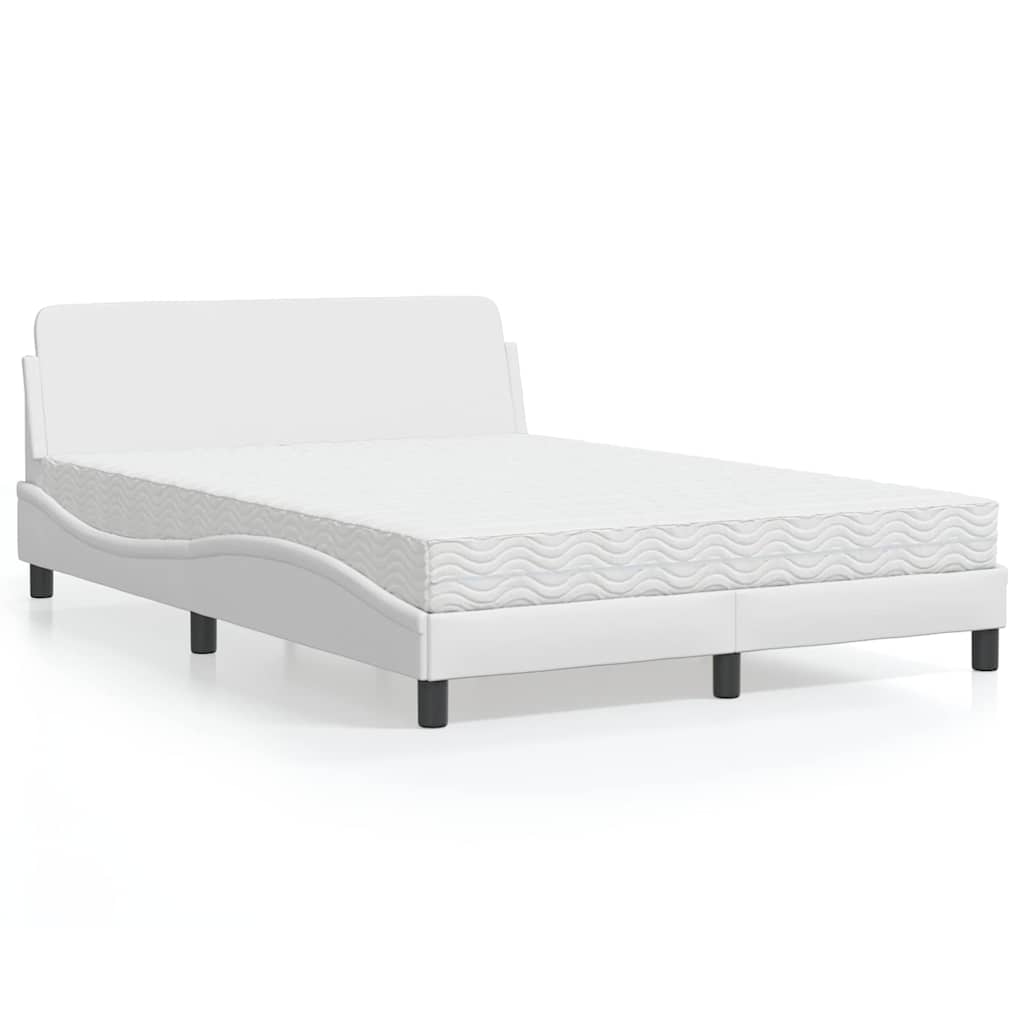 Bett mit Matratze "Dover" Weiß 120x200 cm Kunstleder