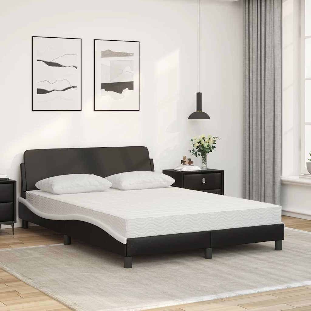 Bett mit Matratze "Dover" Schwarz und Weiß 120x200 cm Kunstleder