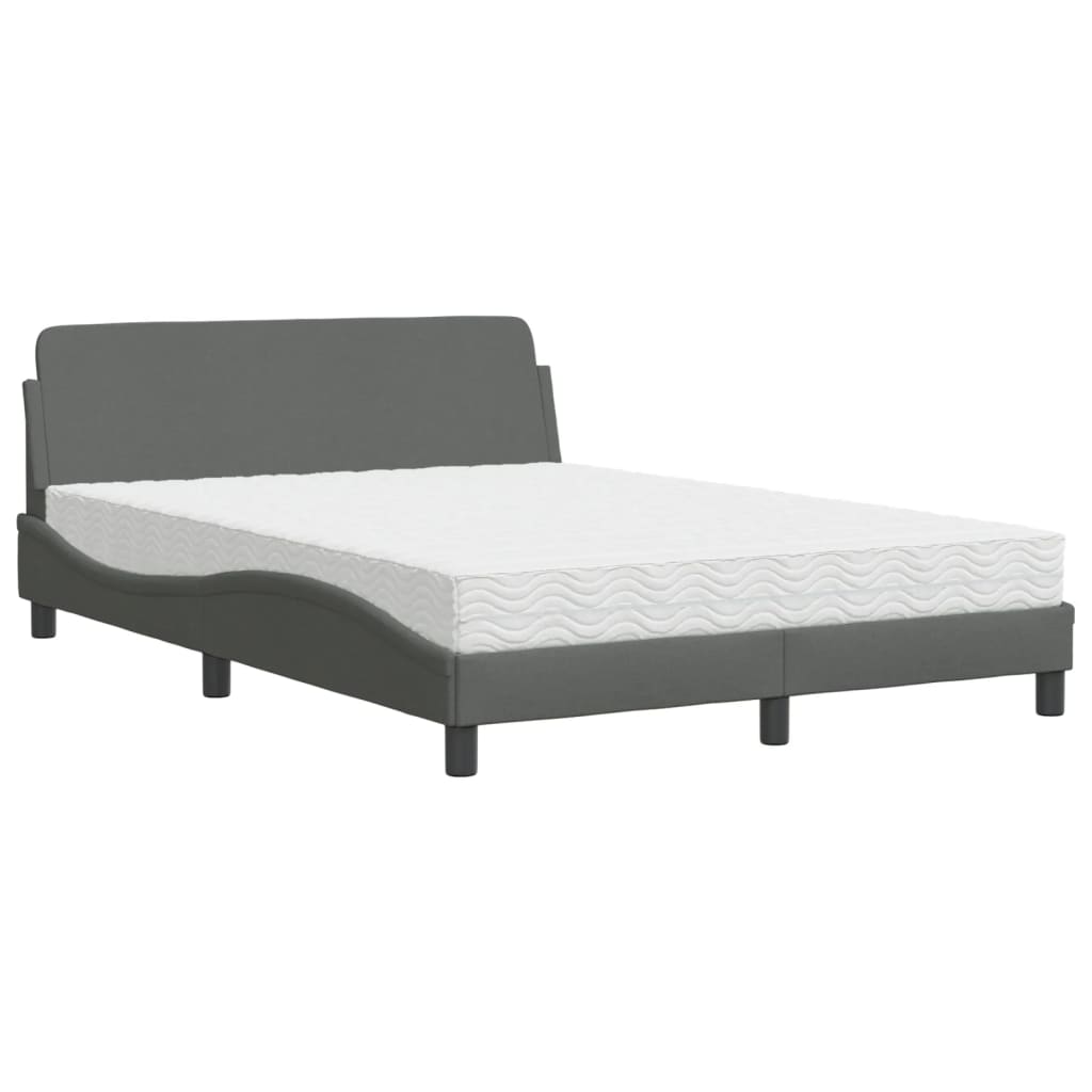 Bett mit Matratze "Dover" Dunkelgrau 140x190 cm Stoff