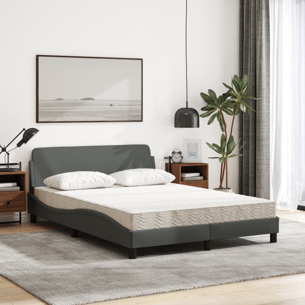 Bett mit Matratze "Dover" Dunkelgrau 140x190 cm Stoff