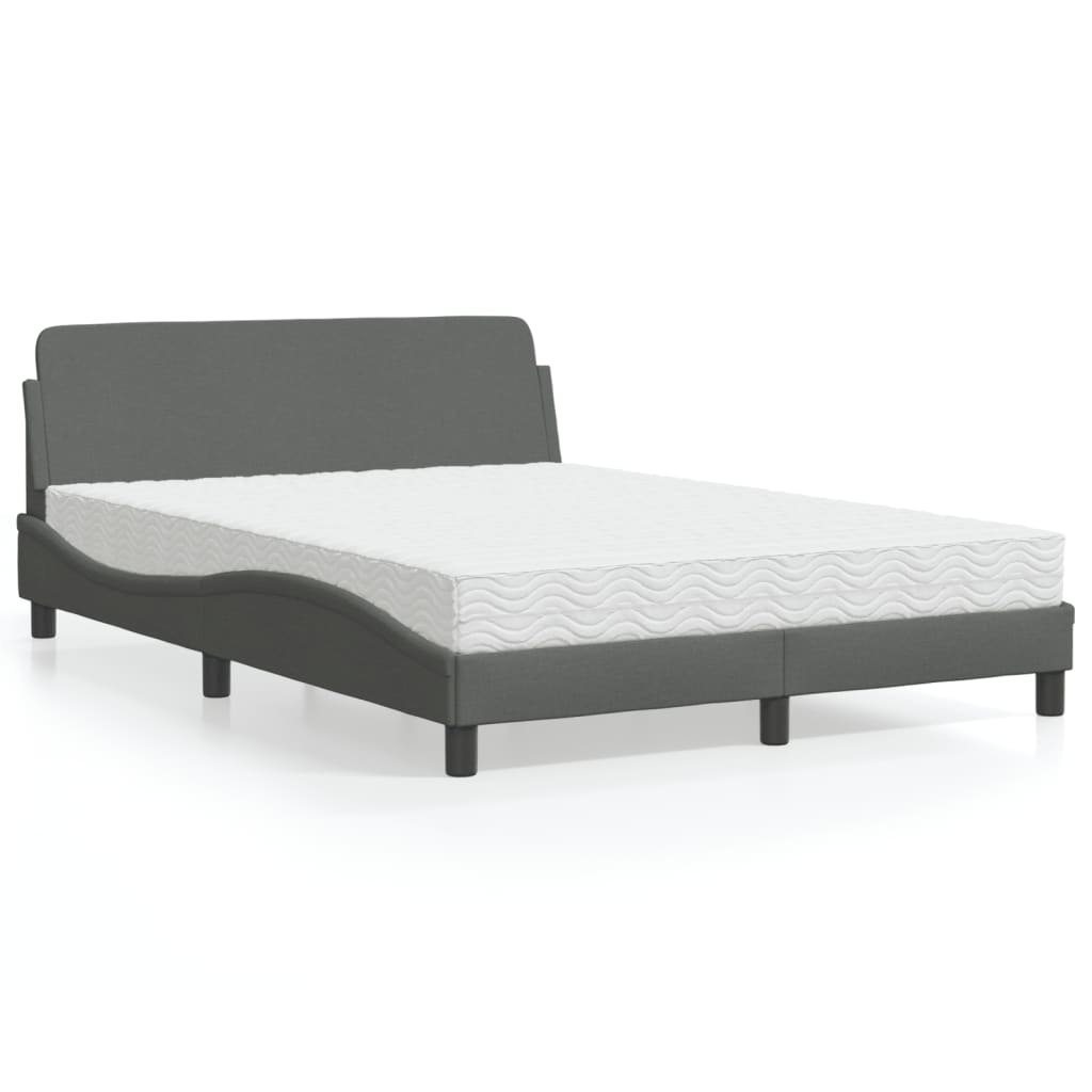 Bett mit Matratze "Dover" Dunkelgrau 140x190 cm Stoff