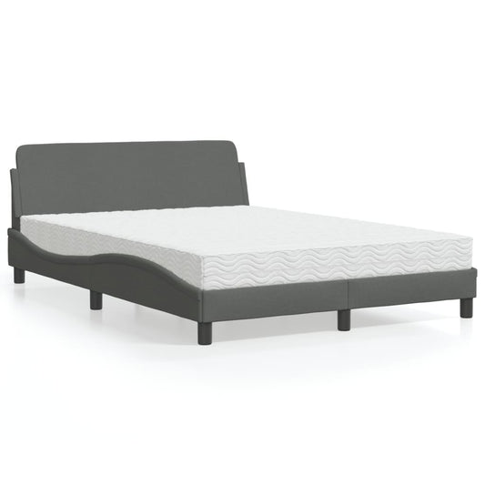 Bett mit Matratze "Dover" Dunkelgrau 140x190 cm Stoff