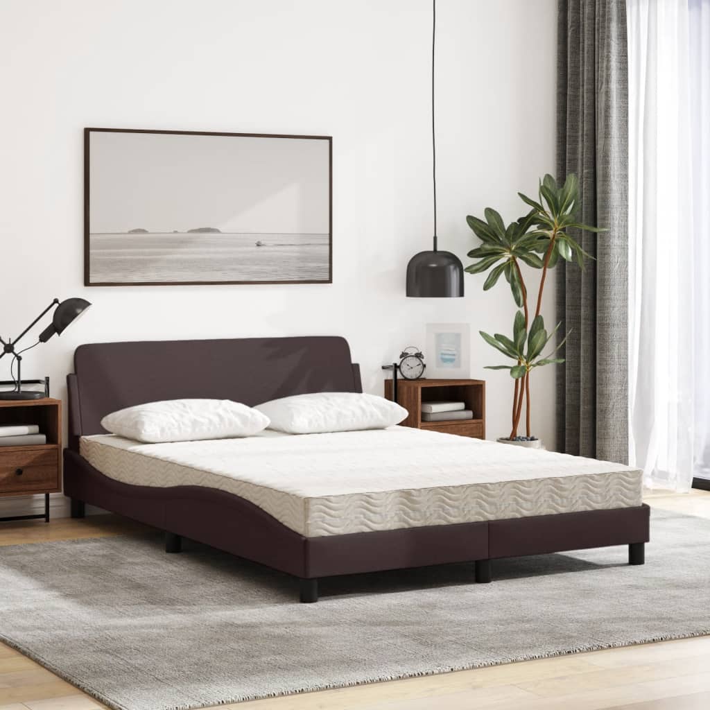 Bett mit Matratze "Dover" Dunkelbraun 140x190 cm Stoff