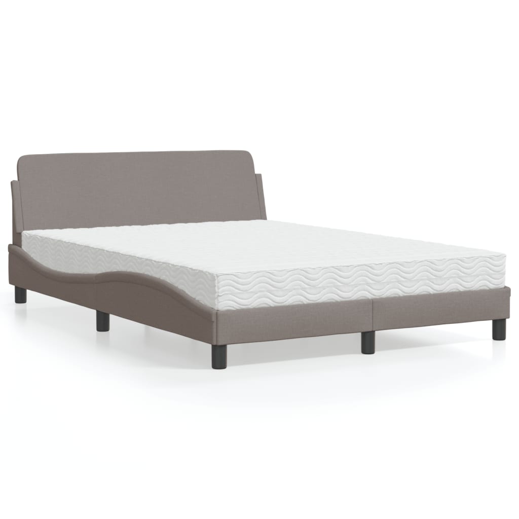 Bett mit Matratze "Dover" Taupe 140x190 cm Stoff