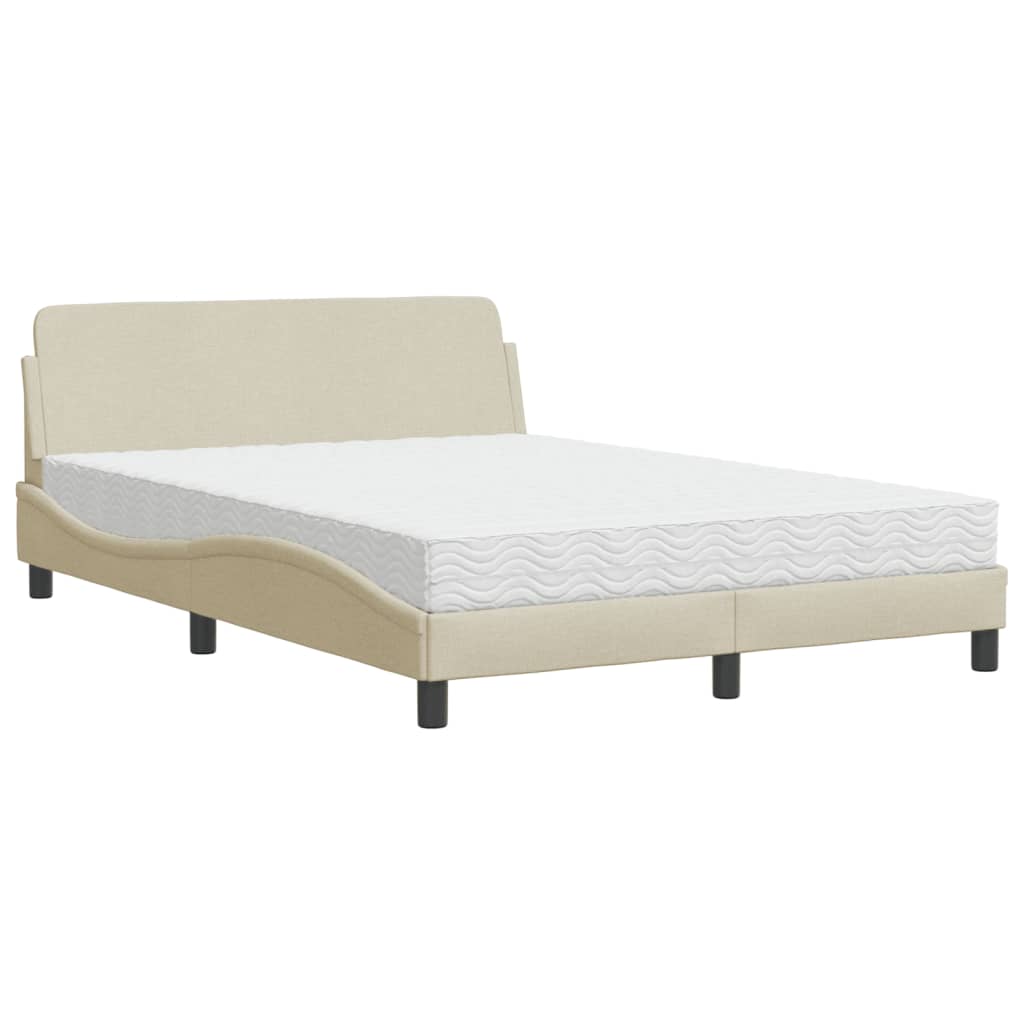 Bett mit Matratze "Dover" Creme 140x190 cm Stoff