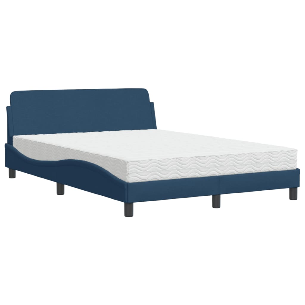 Bett mit Matratze "Dover" Blau 140x190 cm Stoff
