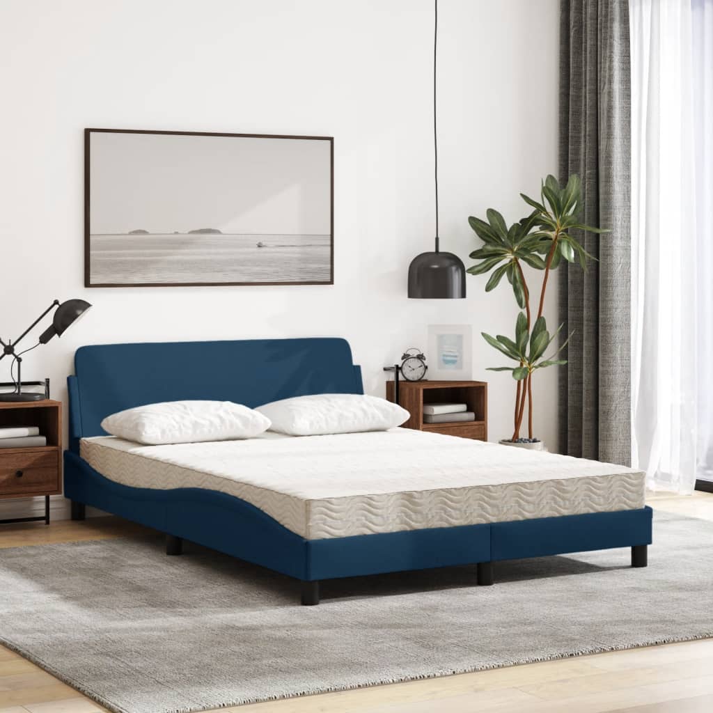 Bett mit Matratze "Dover" Blau 140x190 cm Stoff
